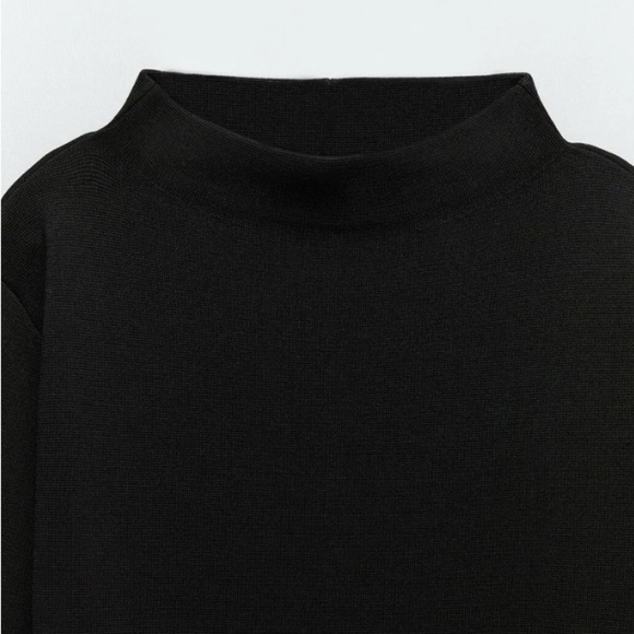 ZARA WOMAN HIGH NECK LONG LIMITED EDITION KNIT DRESS BLACK NWT size L - Picture 3 of 8